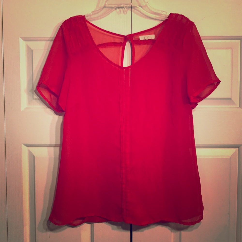 Red Flowy Open Back Blouse